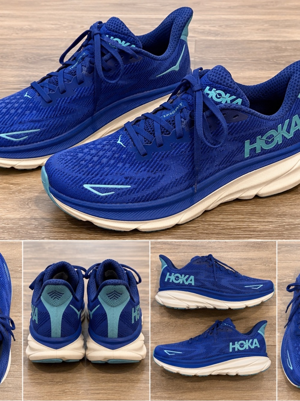Hoka Royal Blue Running Shoes with Teal Accents
